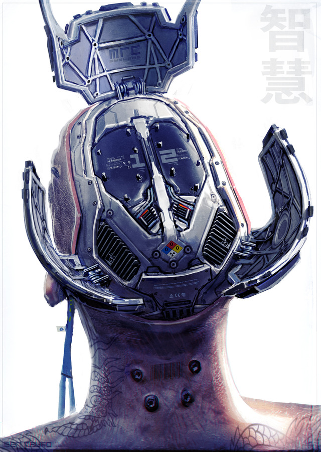 Abstract cyber interface with holographic UI